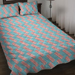 Blue Bacon Pattern Print Quilt Bed Set