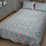 Blue Bacon Pattern Print Quilt Bed Set