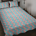 Blue Bacon Pattern Print Quilt Bed Set