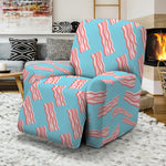 Blue Bacon Pattern Print Recliner Slipcover