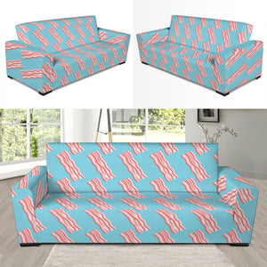 Blue Bacon Pattern Print Sofa Slipcover