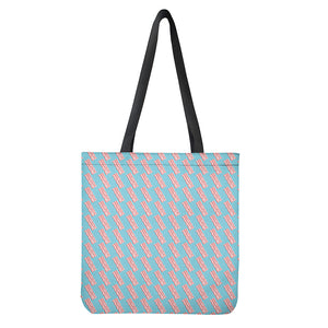 Blue Bacon Pattern Print Tote Bag