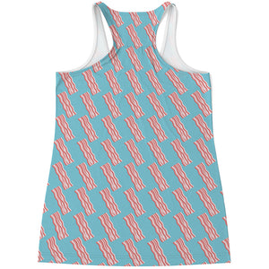 Blue Bacon Pattern Print Women's Racerback Tank Top