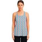 Blue Bacon Pattern Print Women's Racerback Tank Top