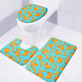 Blue Banana Pattern Print 3 Piece Bath Mat Set