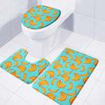 Blue Banana Pattern Print 3 Piece Bath Mat Set