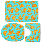 Blue Banana Pattern Print 3 Piece Bath Mat Set