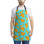 Blue Banana Pattern Print Apron