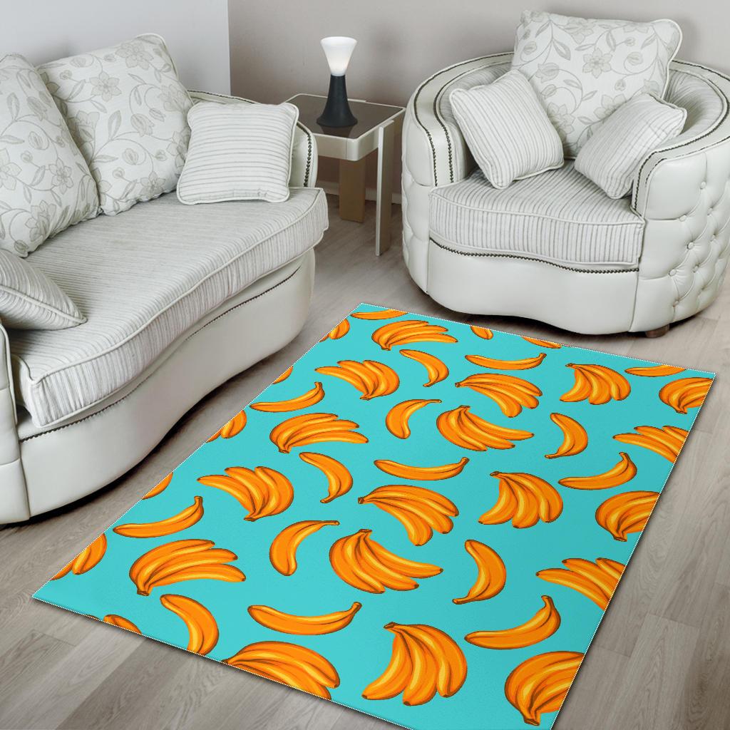 Blue Banana Pattern Print Area Rug GearFrost