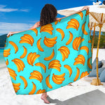 Blue Banana Pattern Print Beach Sarong Wrap