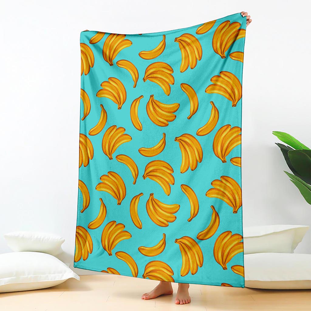 Blue Banana Pattern Print Blanket