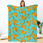 Blue Banana Pattern Print Blanket