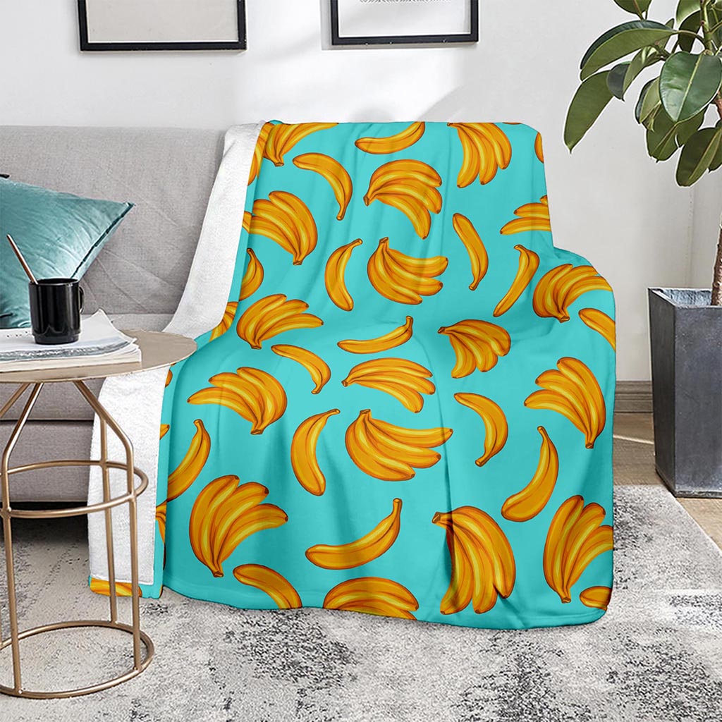 Blue Banana Pattern Print Blanket