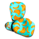 Blue Banana Pattern Print Boxing Gloves