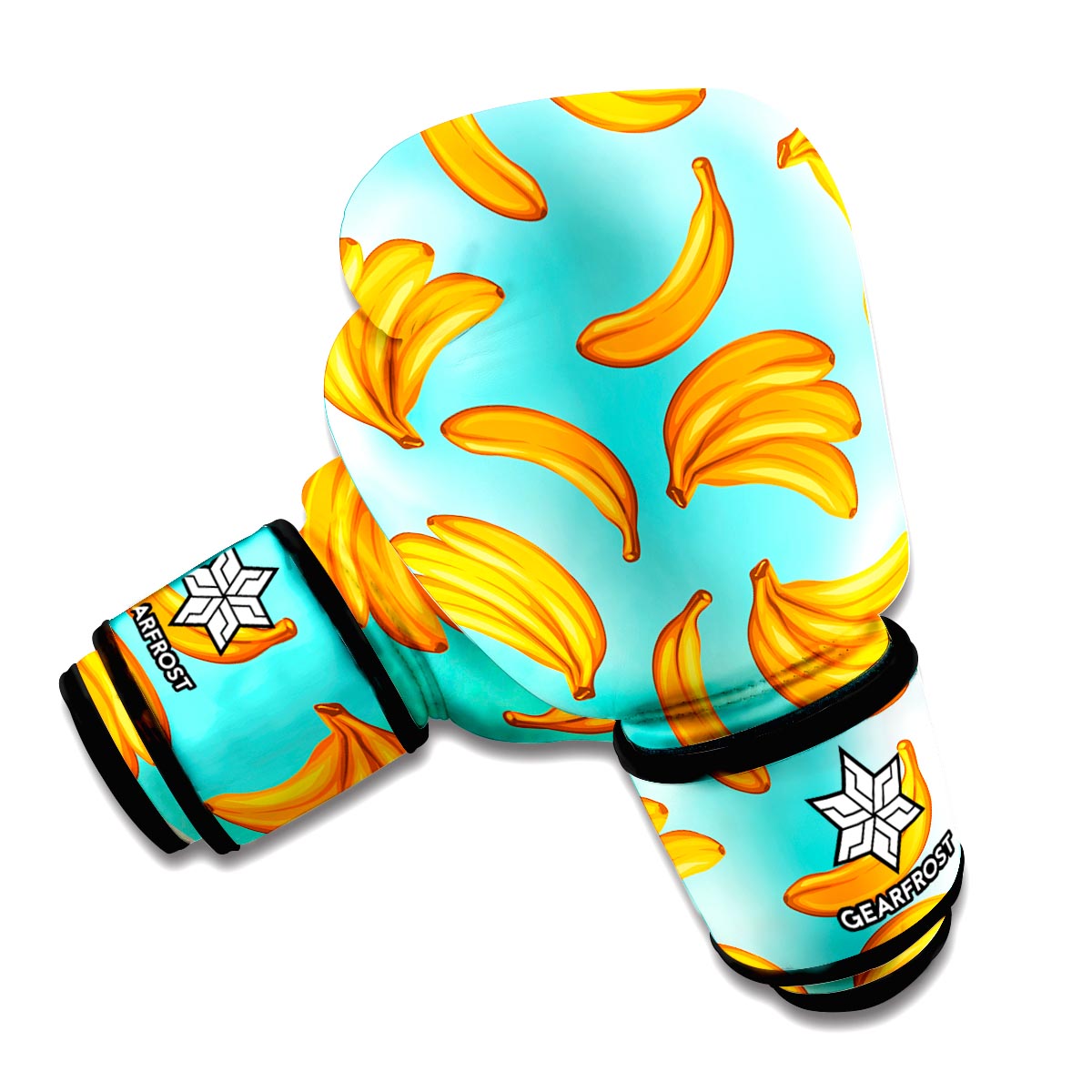 Blue Banana Pattern Print Boxing Gloves