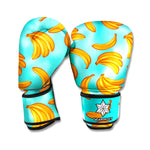 Blue Banana Pattern Print Boxing Gloves