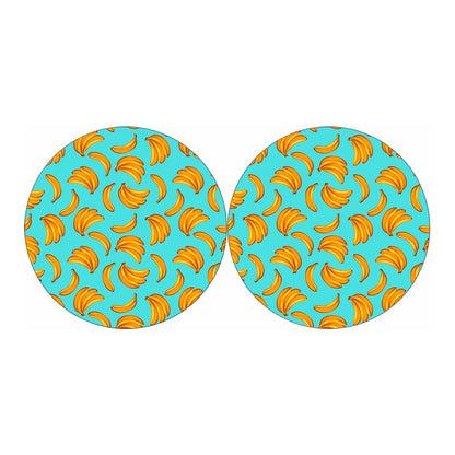 Blue Banana Pattern Print Car Coasters