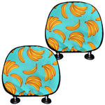 Blue Banana Pattern Print Car Headrest Covers