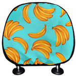 Blue Banana Pattern Print Car Headrest Covers