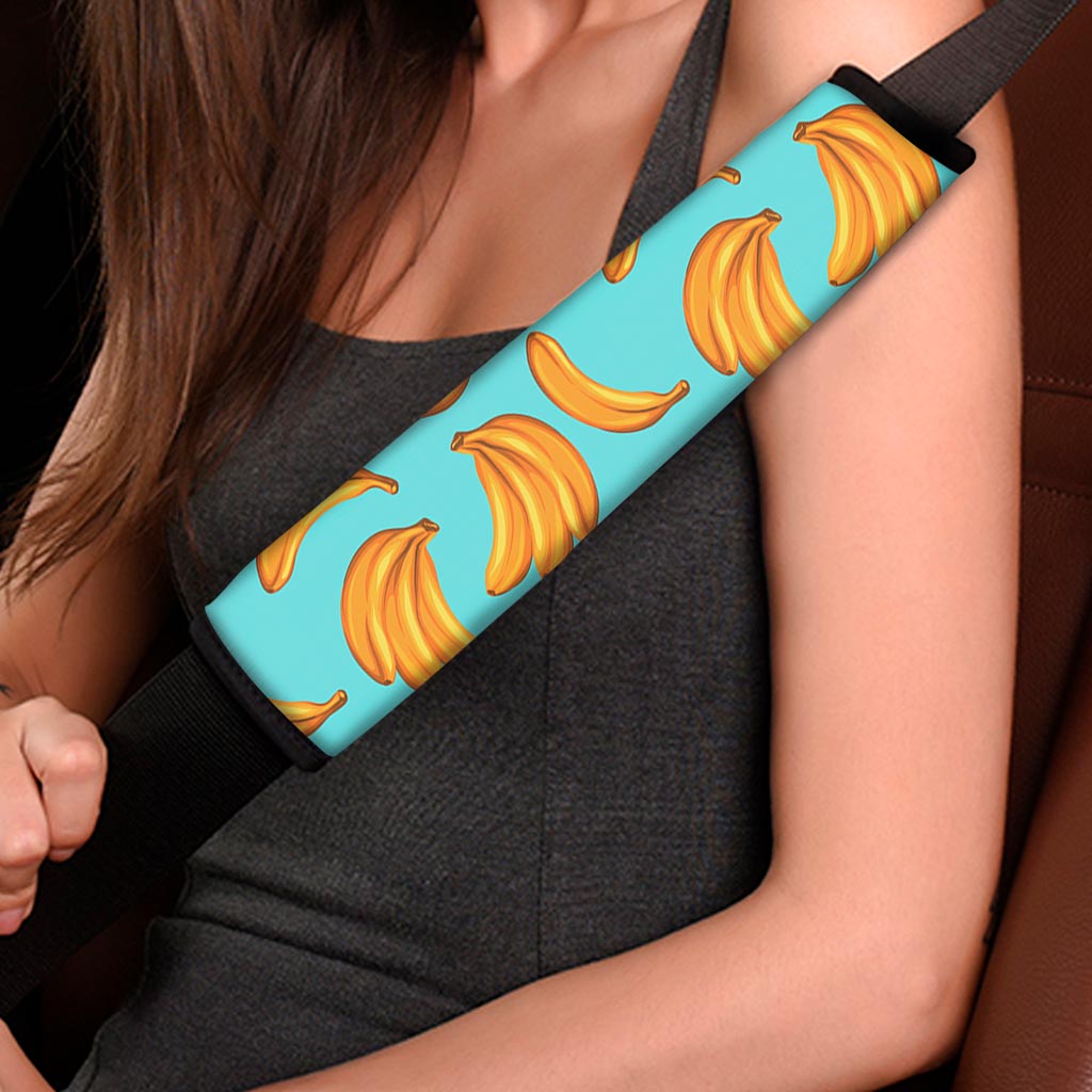 Blue Banana Pattern Print Car Seat Belt Covers