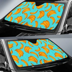 Blue Banana Pattern Print Car Sun Shade GearFrost