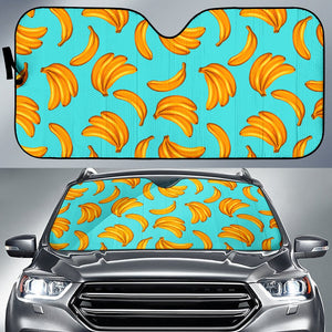 Blue Banana Pattern Print Car Sun Shade GearFrost