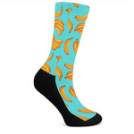 Blue Banana Pattern Print Crew Socks