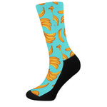 Blue Banana Pattern Print Crew Socks