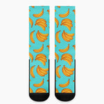 Blue Banana Pattern Print Crew Socks