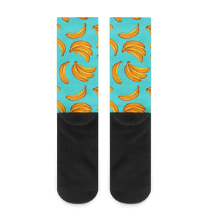 Blue Banana Pattern Print Crew Socks