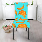 Blue Banana Pattern Print Dining Chair Slipcover