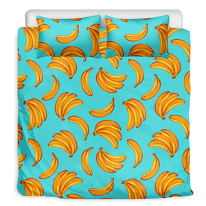 Blue Banana Pattern Print Duvet Cover Bedding Set