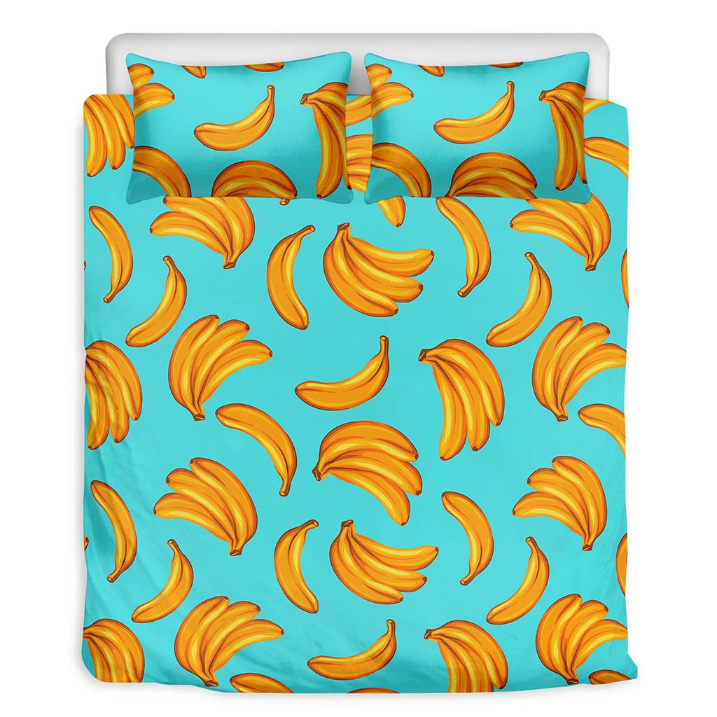 Blue Banana Pattern Print Duvet Cover Bedding Set