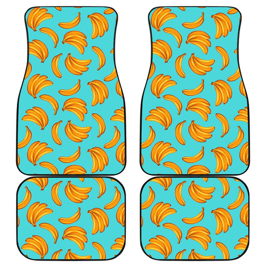 Blue Banana Pattern Print Front and Back Car Floor Mats