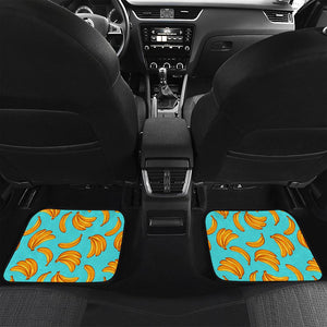 Blue Banana Pattern Print Front and Back Car Floor Mats