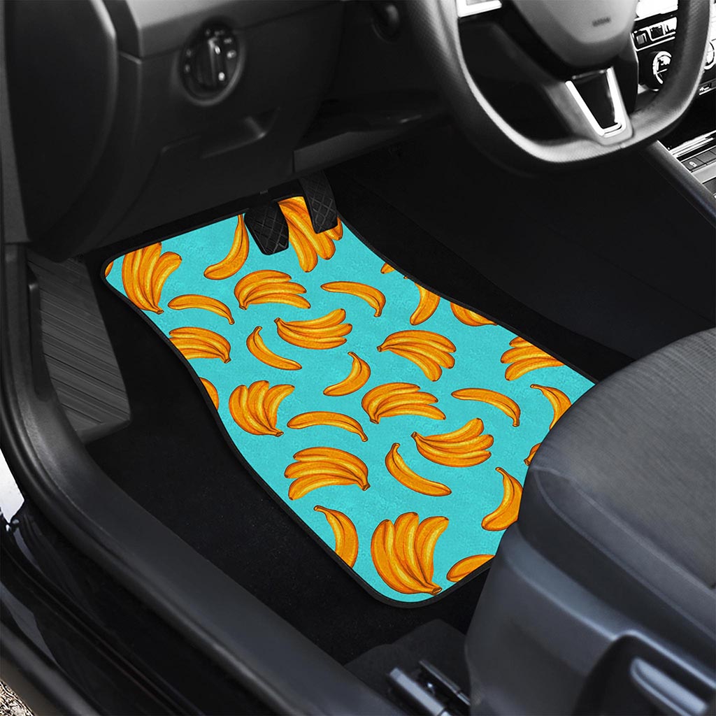 Blue Banana Pattern Print Front and Back Car Floor Mats