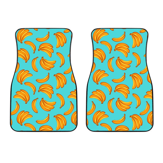 Blue Banana Pattern Print Front Car Floor Mats
