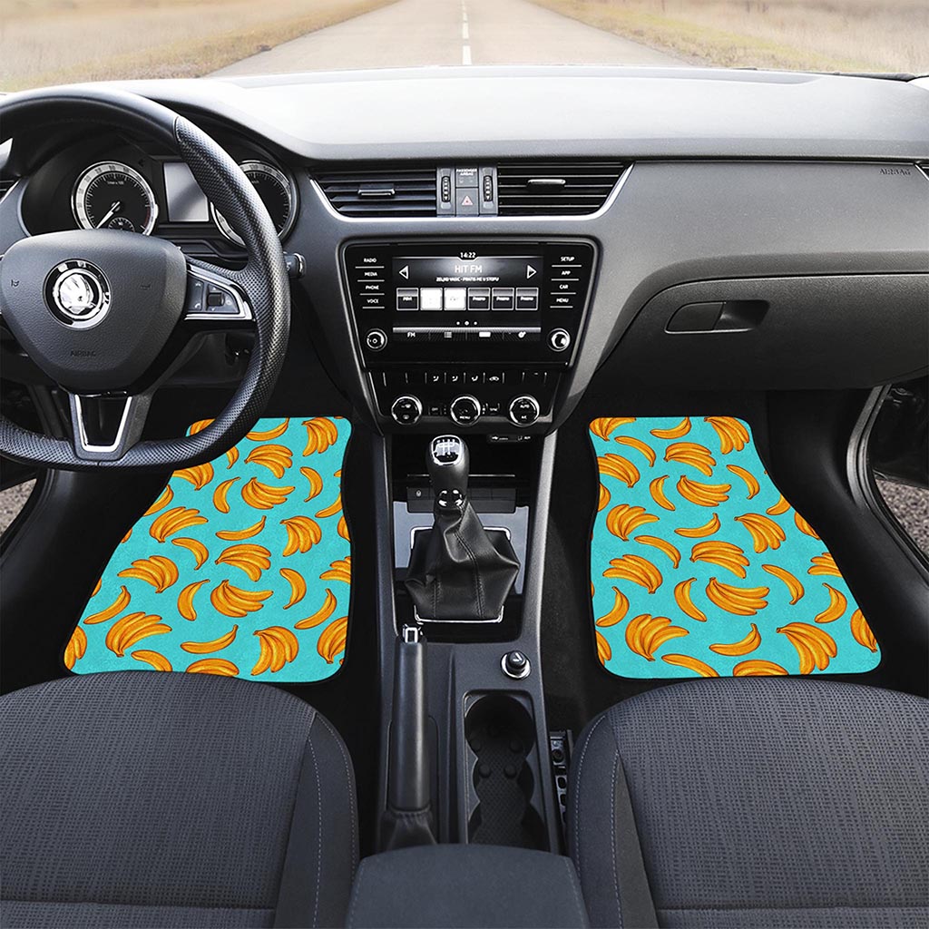 Blue Banana Pattern Print Front Car Floor Mats