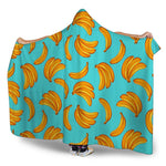 Blue Banana Pattern Print Hooded Blanket