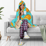 Blue Banana Pattern Print Hooded Blanket