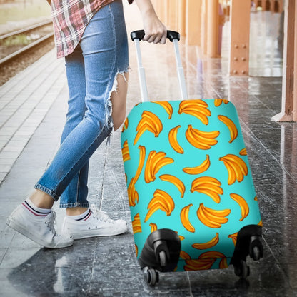 Blue Banana Pattern Print Luggage Cover GearFrost