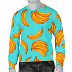Blue Banana Pattern Print Men's Crewneck Sweatshirt GearFrost