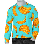 Blue Banana Pattern Print Men's Crewneck Sweatshirt GearFrost
