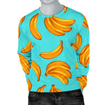 Blue Banana Pattern Print Men's Crewneck Sweatshirt GearFrost