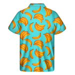 Blue Banana Pattern Print Men's Short Sleeve Shirt