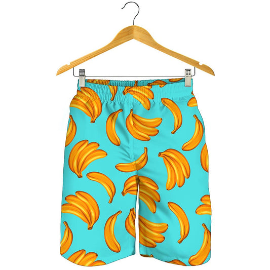 Blue Banana Pattern Print Men's Shorts