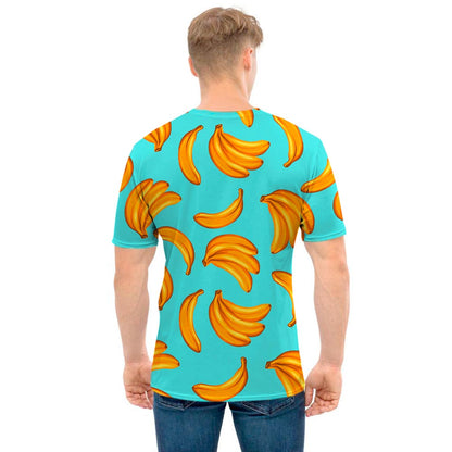 Blue Banana Pattern Print Men's T-Shirt