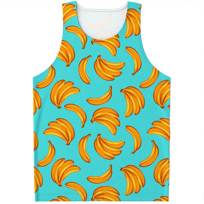 Blue Banana Pattern Print Men's Tank Top