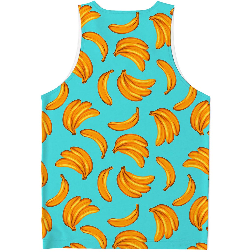 Blue Banana Pattern Print Men's Tank Top