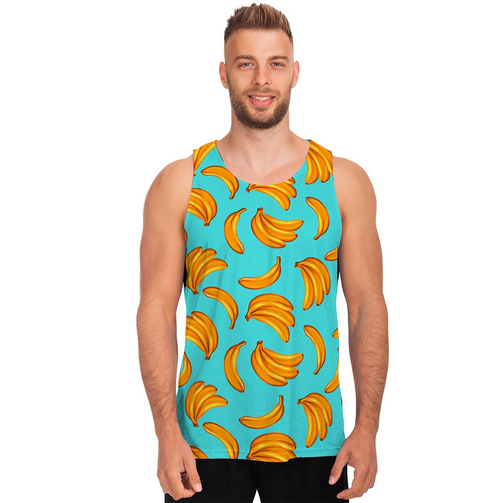 Blue Banana Pattern Print Men's Tank Top